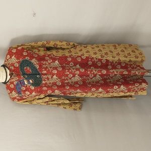 Handmade Block Print Cotton Dress Market Place India Colorful Pockets Applique